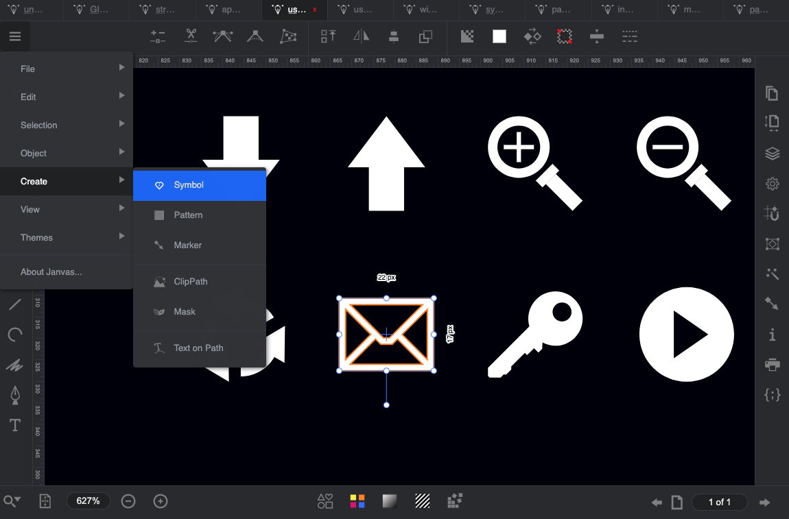 Menus - SVG creation / editing commands