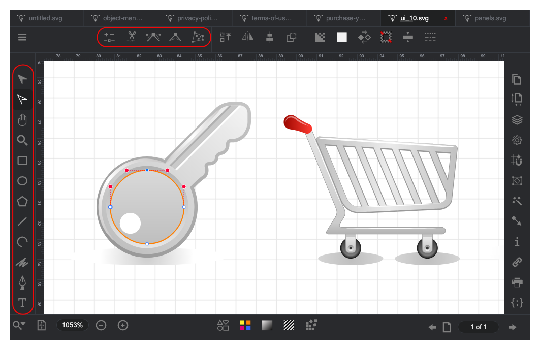 Tools for drawing and editing SVG documents
